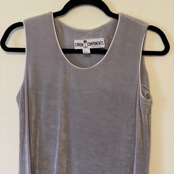 Y2K Vintage Caron Components USA metallic 2 piece set skirt tank top silver - Picture 4 of 16
